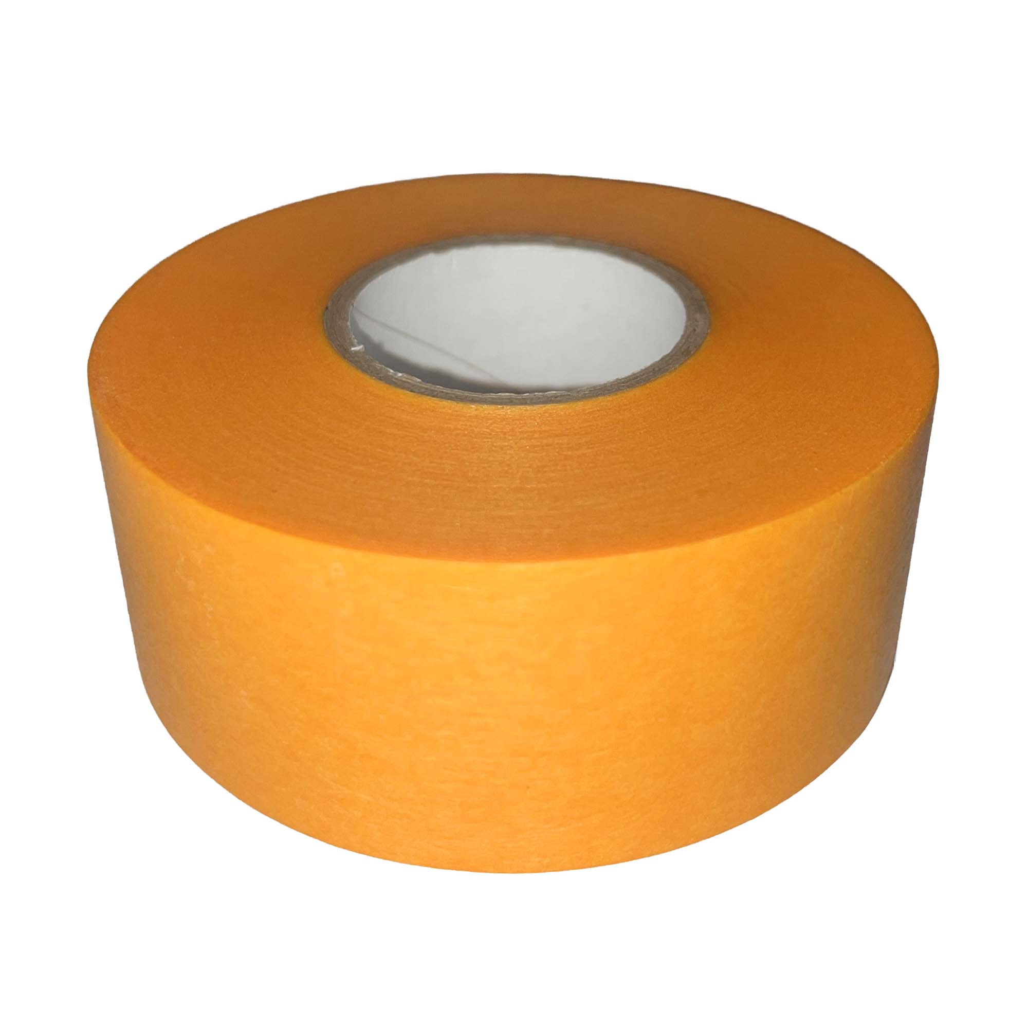 Orange Rolle Klebeband, breit und einfarbig, freigestellt auf weißem Hintergrund