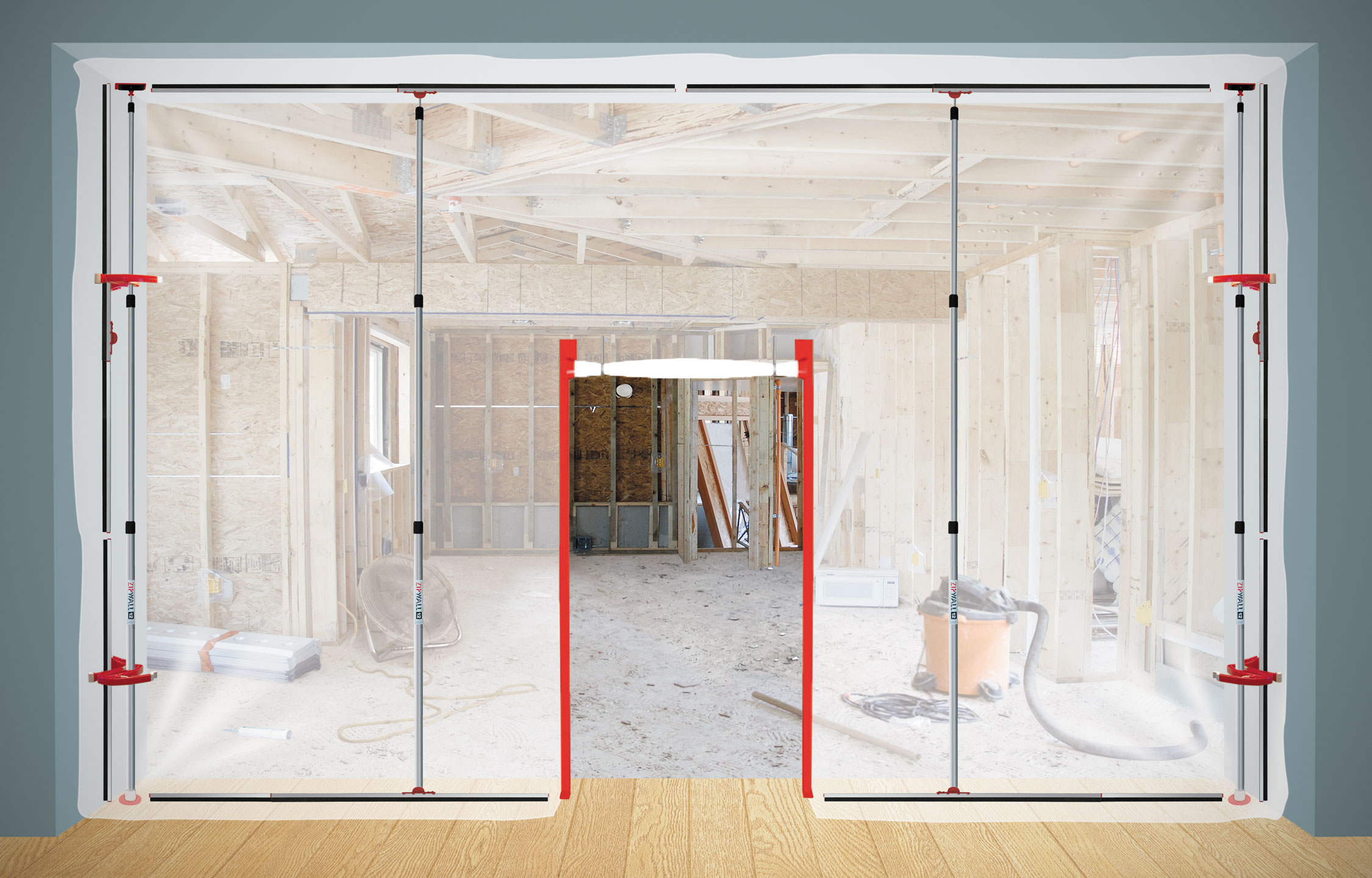 ZipWall® Staubschutzwand "Profi-Sanierer-Paket 3" Länge 12,50 m komplett mit Dichtschienen