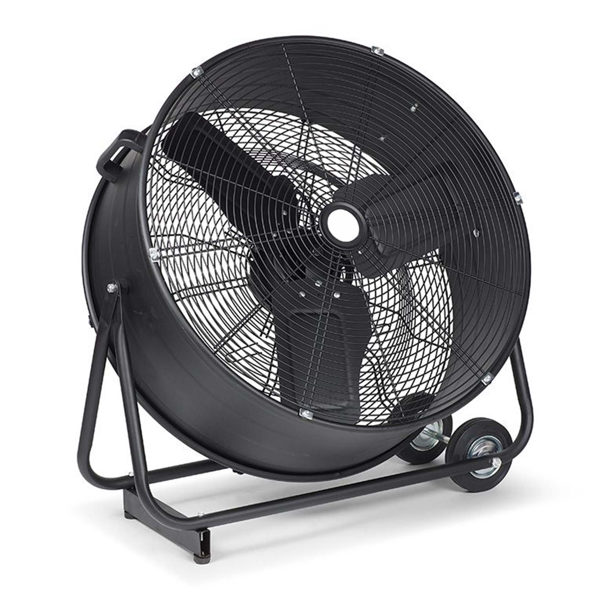 Schwarzer mobiler Industrie-Ventilator mit Standfuß und Roll