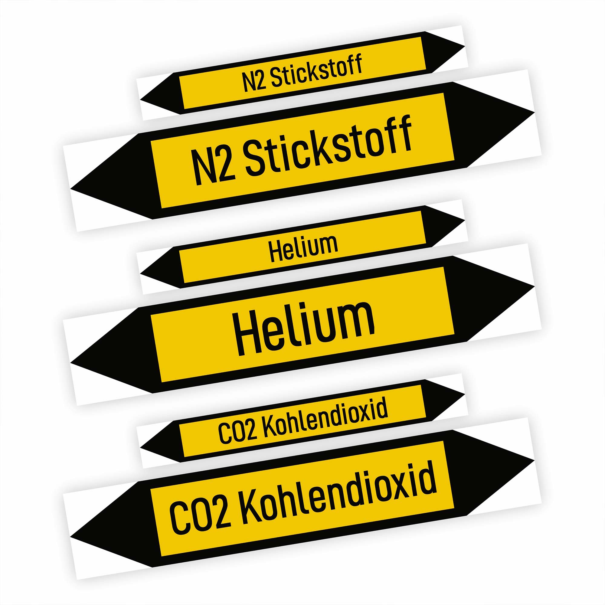 Beispiel Rohrleitungskennzeichnung nach DIN 2403 als selbstklebender Aufkleber für Luftleitungen, Produkt Luft in Grau RAL 7004 mit schwarzer Schrift, 10 Stück von Zero Dust